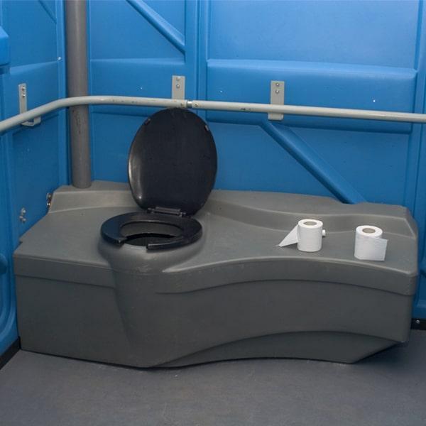 ada/handicap porta potties can be customized to meet particular needs or requirements, such as higher grab bars or different sink heights